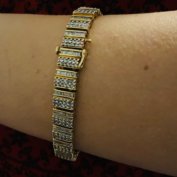 6.44 cttws GENUINE DIAMOND 10K GOLD BRACELET - Picture 16 of 16